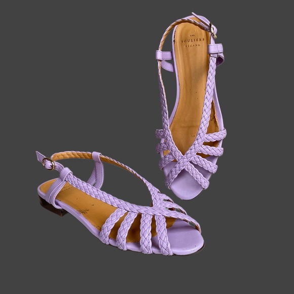 SEZANE Lilac Lavender Purple Braided Leather Open Toe Natacha Low Sandals 39 - Picture 11 of 17